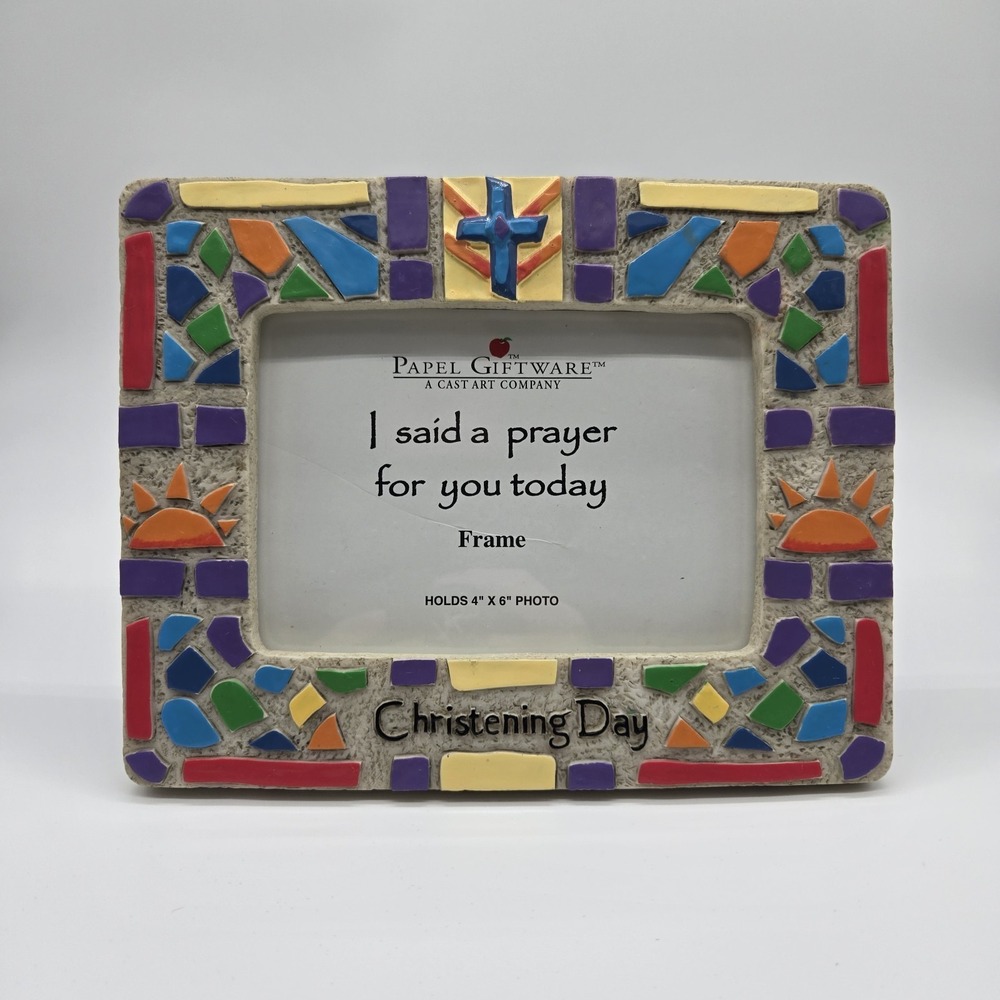 Papel Giftware Christening Day Colorful Mosaic Style Resin Photo Frame‎ 4x6